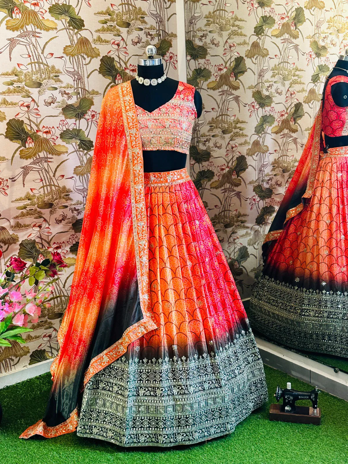 Dvd 5020 Chinon Silk With Digital Print Lehnga Choli Wholesaler In Delhi